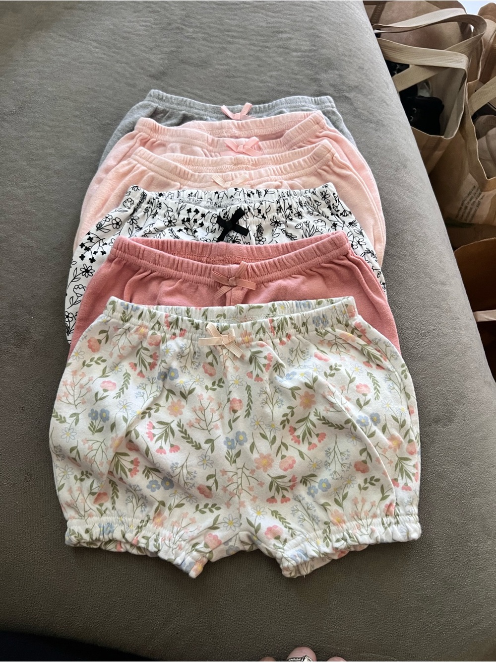 6-pack  Girls Floral and Pink Cotton Pull-On Shorts
